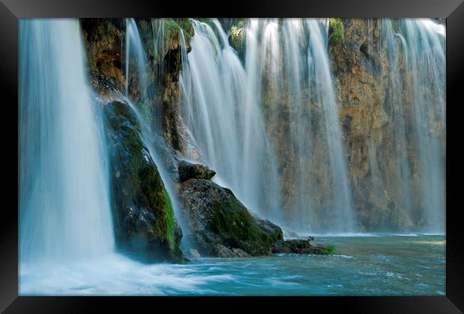 Waterfall Close Up at Plitvice National Park Croar Framed Print by Nick Jenkins