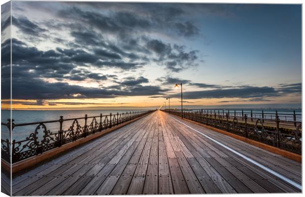 Ryde Pier Sunset Afterglow Canvas Print by Wight Landscapes