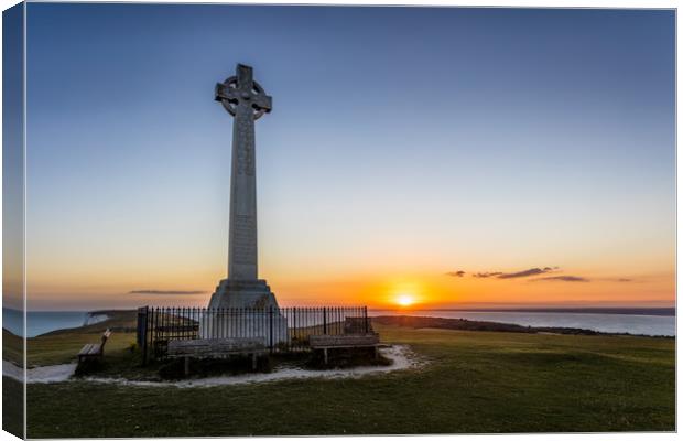 Alfred Lord Tennyson Monument Sunset Canvas Print by Wight Landscapes