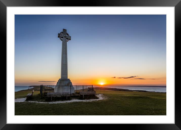 Alfred Lord Tennyson Monument Sunset Framed Mounted Print by Wight Landscapes