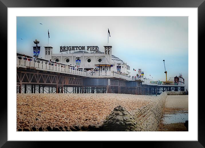 Brighton Pier Beach Framed Mounted Print by Karen Martin