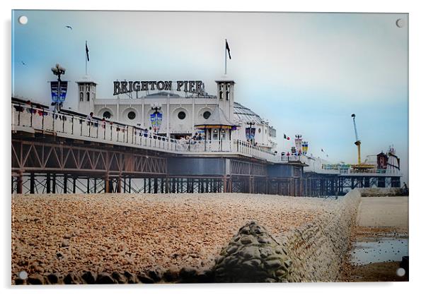 Brighton Pier Beach Acrylic by Karen Martin
