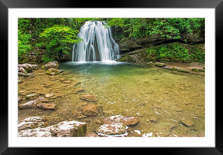 Janet's Foss Waterfall in the Yorkshire Dales near Framed Mounted Print by Nick Jenkins