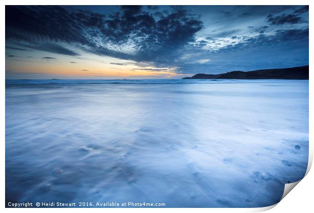 Sunset at Whitesands Bay in Pembrokeshire Print by Heidi Stewart