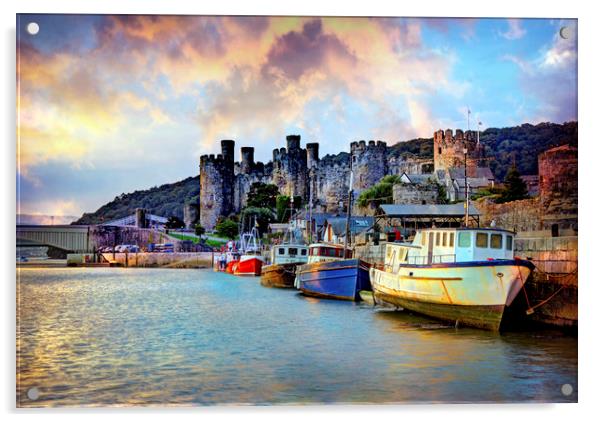 Conwy Castle and Quay at Sunrise Acrylic by Mal Bray