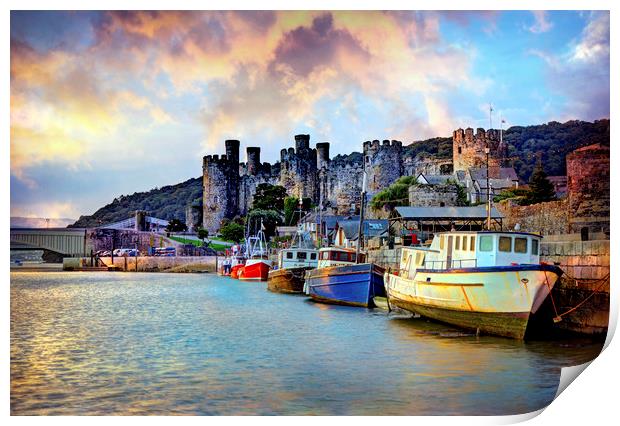 Conwy Castle and Quay at Sunrise Print by Mal Bray