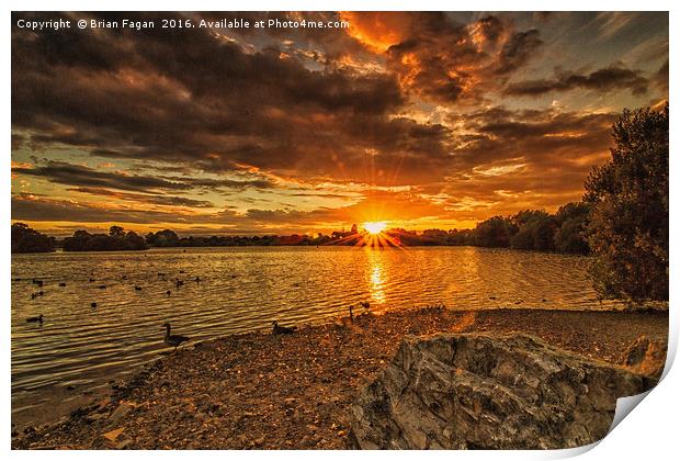 Sunset over Attenborough Print by Brian Fagan