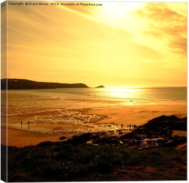 Fistral Beach Sunset   Canvas Print by Diana Mower