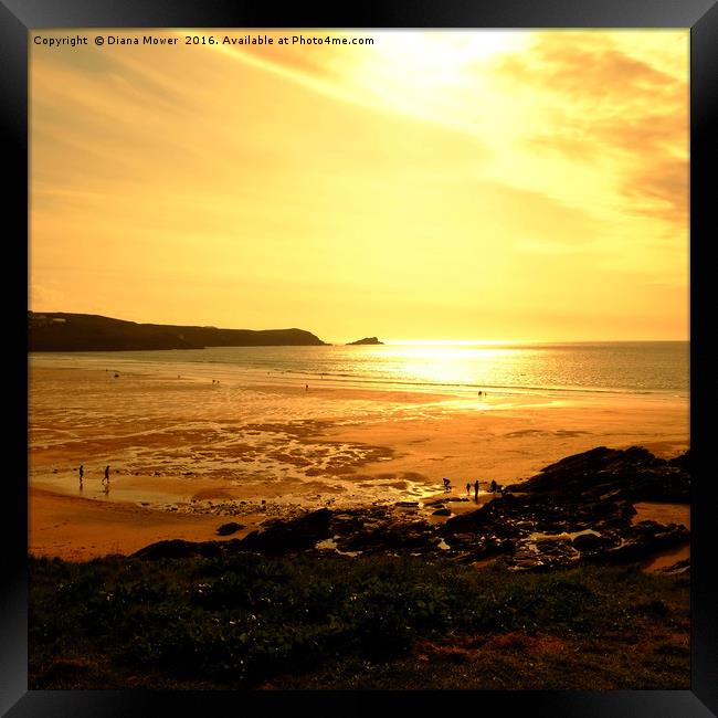 Fistral Beach Sunset   Framed Print by Diana Mower
