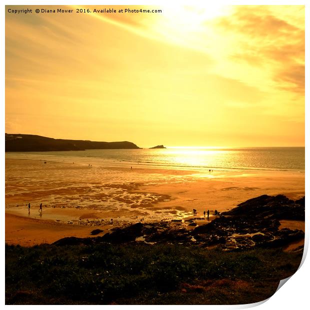 Fistral Beach Sunset   Print by Diana Mower