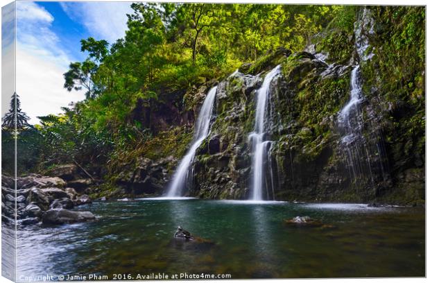 The stunningly beautiful Upper Waikani Falls or Th Canvas Print by Jamie Pham