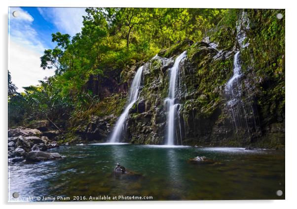 The stunningly beautiful Upper Waikani Falls or Th Acrylic by Jamie Pham