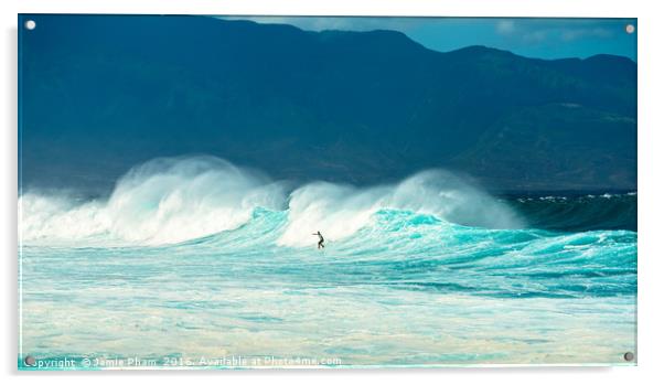 Surfers at the famous Hookipa Beach in the North s Acrylic by Jamie Pham