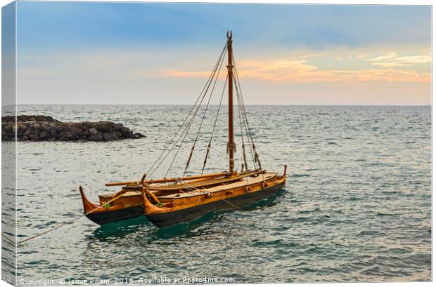 A very old sailboat on the Hawaiian island of Maui Canvas Print by Jamie Pham