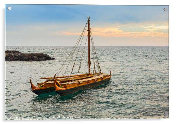 A very old sailboat on the Hawaiian island of Maui Acrylic by Jamie Pham