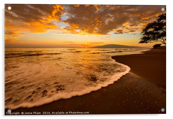 Spectacular beach sunset in the town of Lahaina on Acrylic by Jamie Pham