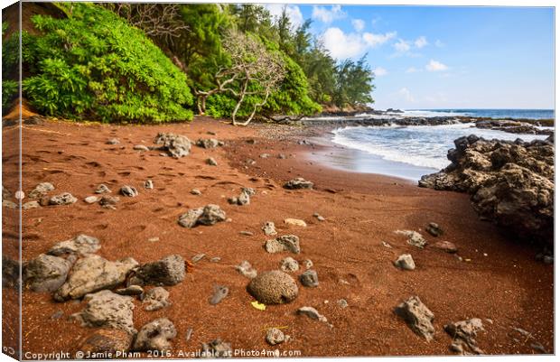 The exotic and stunning Red Sand Beach on Maui Canvas Print by Jamie Pham