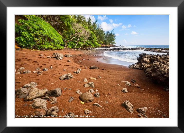 The exotic and stunning Red Sand Beach on Maui Framed Mounted Print by Jamie Pham