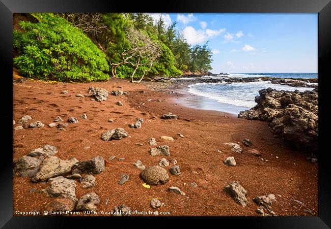 The exotic and stunning Red Sand Beach on Maui Framed Print by Jamie Pham