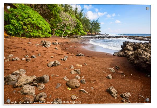The exotic and stunning Red Sand Beach on Maui Acrylic by Jamie Pham