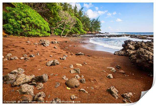 The exotic and stunning Red Sand Beach on Maui Print by Jamie Pham