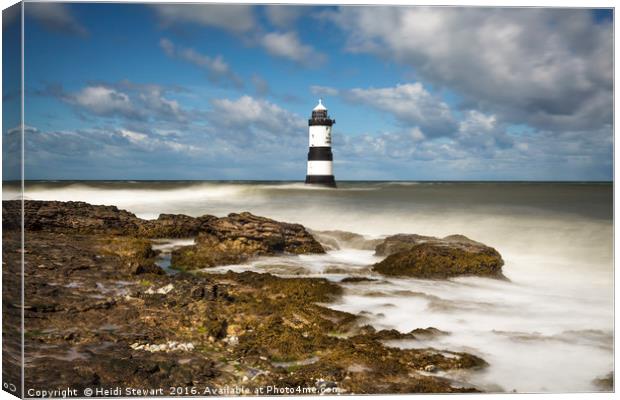 Trwyn Du Lighthouse at Penmon, Anglesey Canvas Print by Heidi Stewart