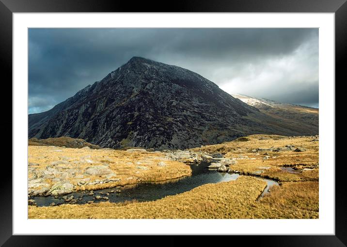 Pen yr Ole Wen seen from Cwm Idwal Snowdonia Framed Mounted Print by Nick Jenkins