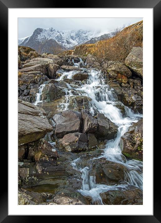 Waterfall Cwm Idwal Snowdonia National Park Winter Framed Mounted Print by Nick Jenkins