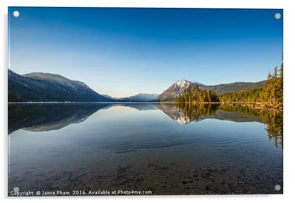 Lake Wenatchee in Washington State. Acrylic by Jamie Pham