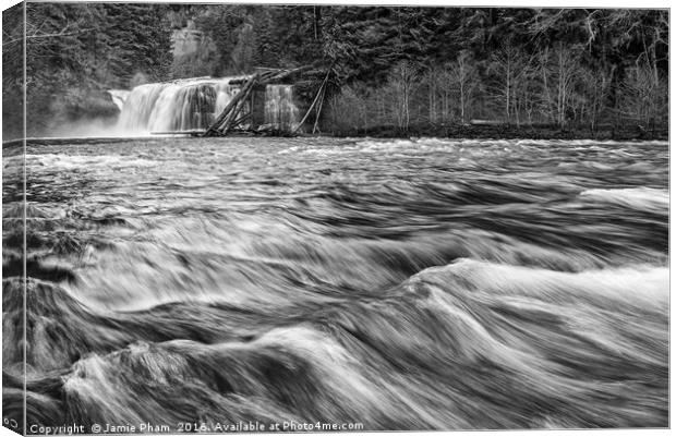 Lower Lewis River Falls in Washington State. Canvas Print by Jamie Pham