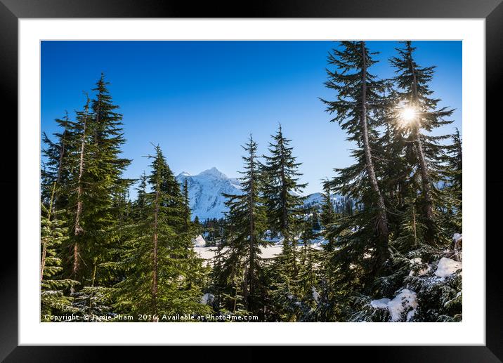 Picture Lake completely frozen over in Washington  Framed Mounted Print by Jamie Pham