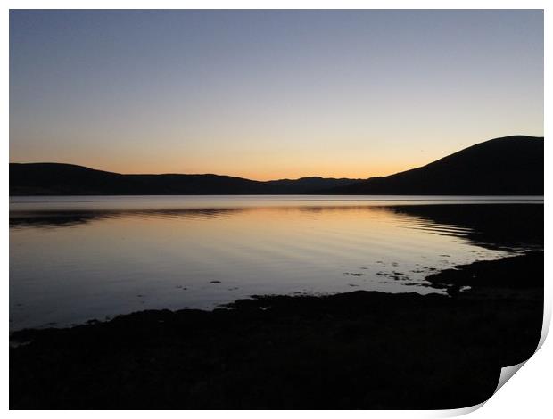 Loch Striven, Argyll: sunset Print by William McCaffrey 