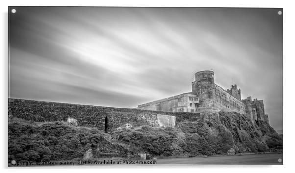 Bamburgh Castle mono Acrylic by andrew blakey