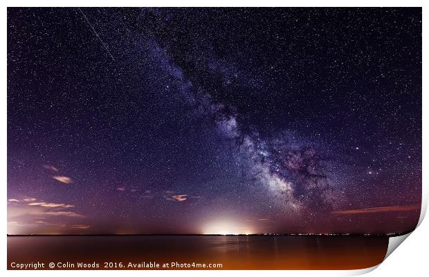 Milky Way over the Sea Print by Colin Woods