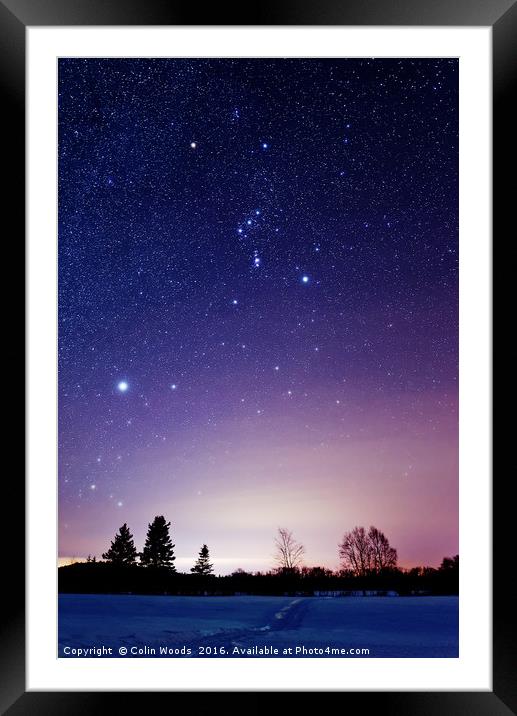Orion and Sirius in the Winter Sky Framed Mounted Print by Colin Woods