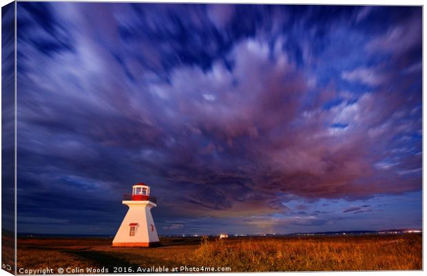 Night sky and Lighthouse Canvas Print by Colin Woods