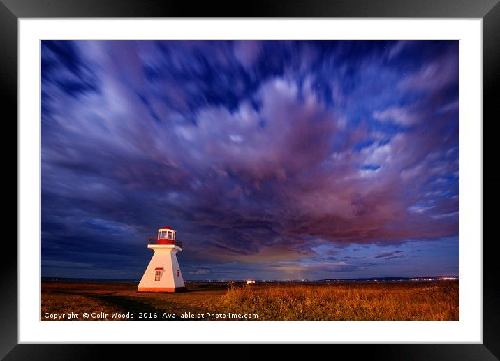 Night sky and Lighthouse Framed Mounted Print by Colin Woods