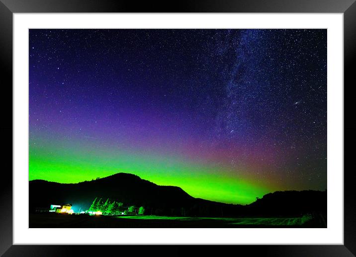 Northern Lights and the Milky Way Framed Mounted Print by Colin Woods