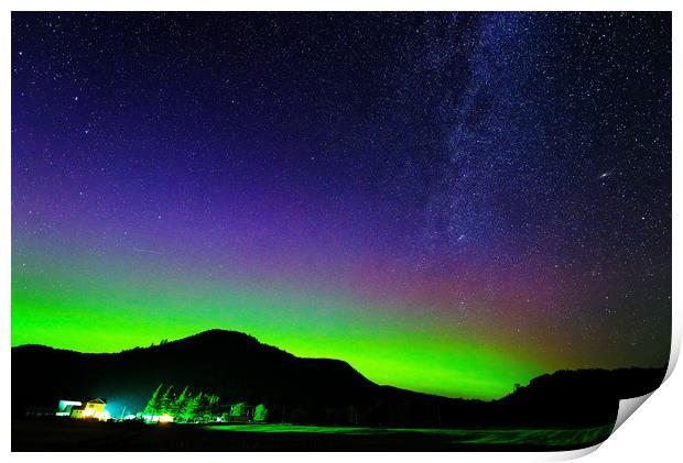 Northern Lights and the Milky Way Print by Colin Woods