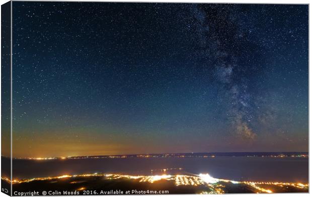 Milky Way over Carleton in Gaspesie, Quebec Canvas Print by Colin Woods