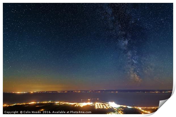 Milky Way over Carleton in Gaspesie, Quebec Print by Colin Woods