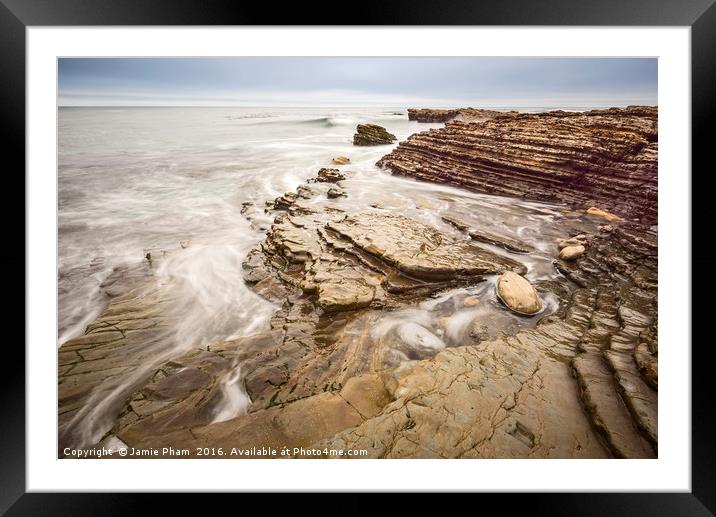 The jagged rocks and cliffs of Montana de Oro Stat Framed Mounted Print by Jamie Pham
