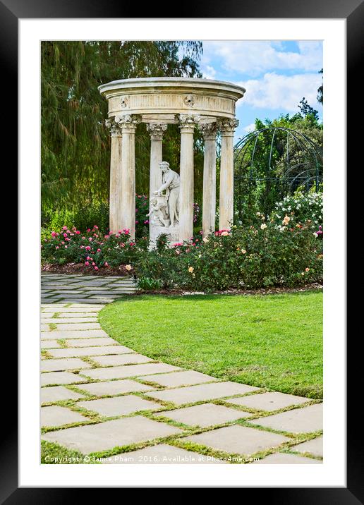 Temple of Love statue at the rose garden of the Hu Framed Mounted Print by Jamie Pham