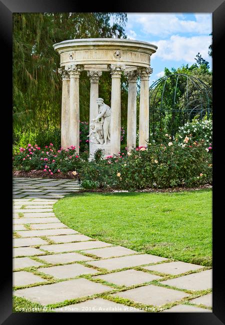 Temple of Love statue at the rose garden of the Hu Framed Print by Jamie Pham