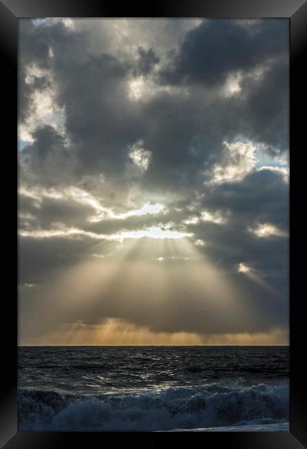 Evening sunburst, Vik Beach Iceland's south coast Framed Print by Nick Jenkins