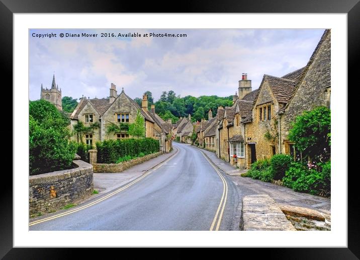 Castle Combe   Framed Mounted Print by Diana Mower