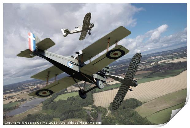 Aerial Dogfight Print by George Cairns