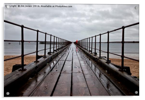 Wet wooden pier Acrylic by Jim Jones