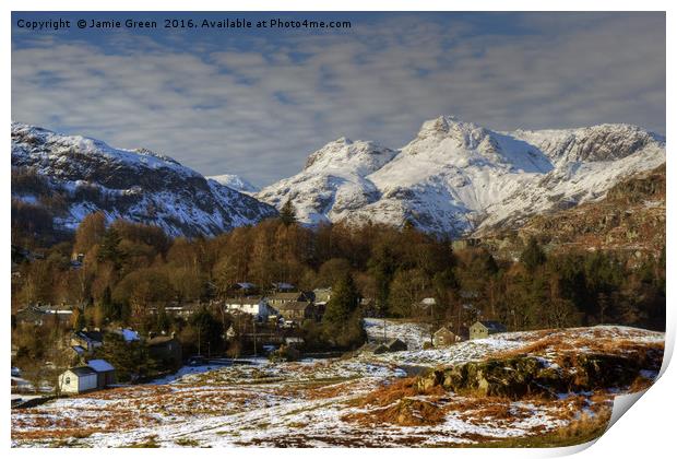 Elterwater and The Langdale Pikes Print by Jamie Green