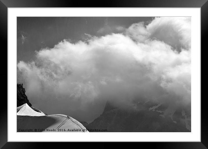 Two climbers on the Midi-Plan Traverse Framed Mounted Print by Colin Woods